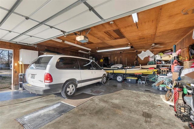 garage with a garage door opener