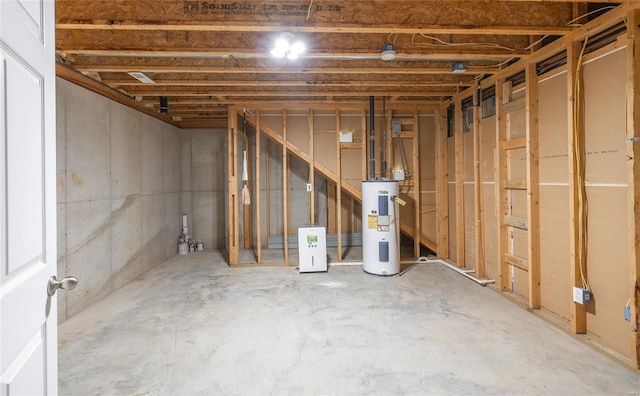 basement with water heater