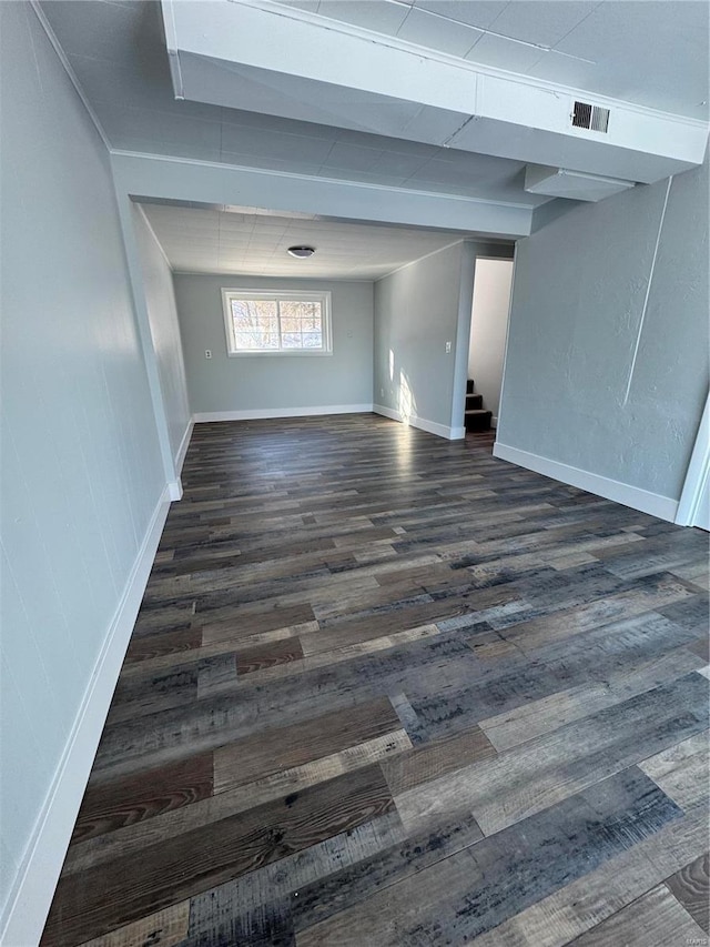 spare room featuring dark hardwood / wood-style floors