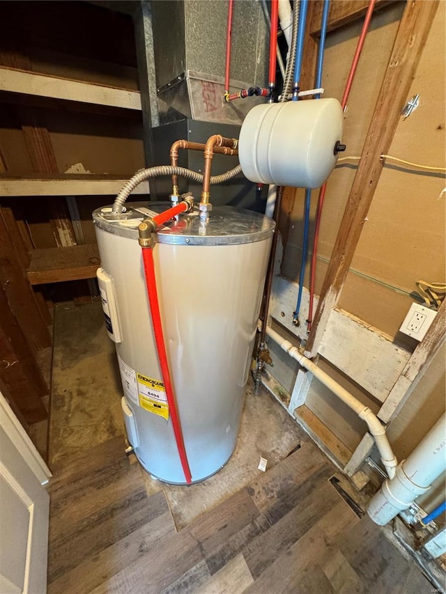 utility room featuring water heater