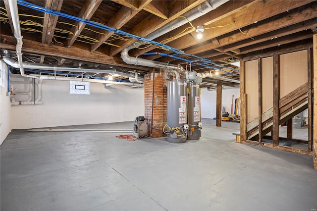 basement featuring water heater