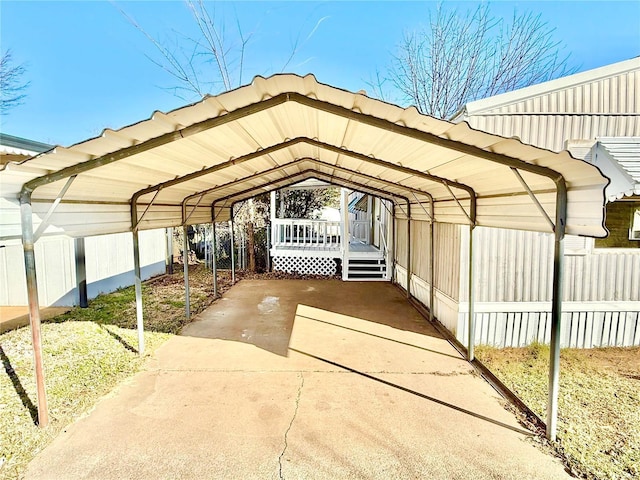 view of parking with a carport