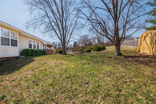 view of yard featuring a fenced backyard