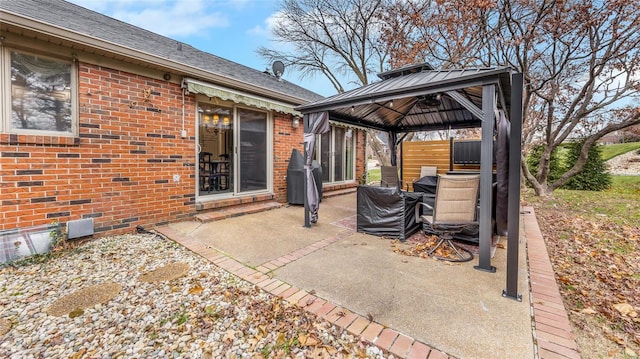 view of patio / terrace featuring a gazebo