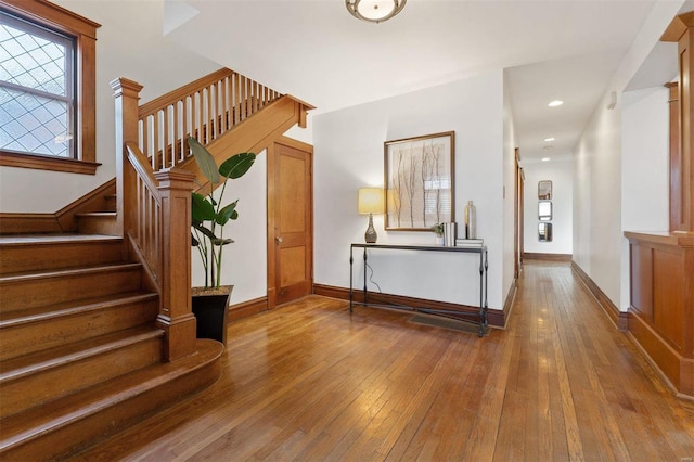 interior space with hardwood / wood-style flooring