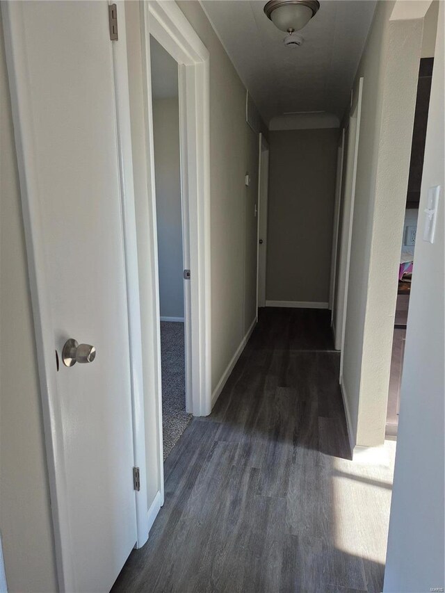 corridor with dark wood-type flooring