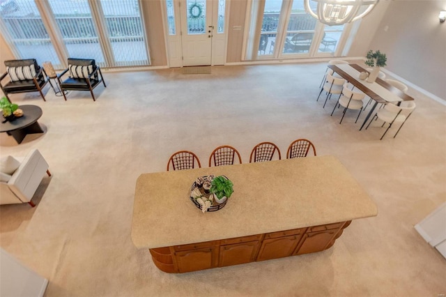 view of carpeted dining area