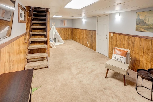 basement with carpet