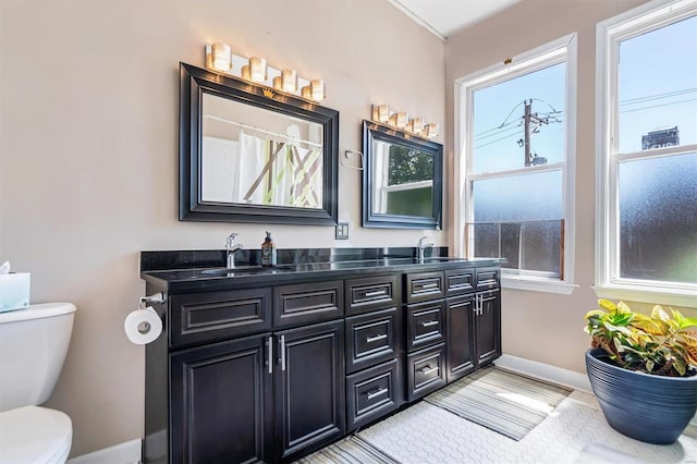 bathroom with toilet and vanity