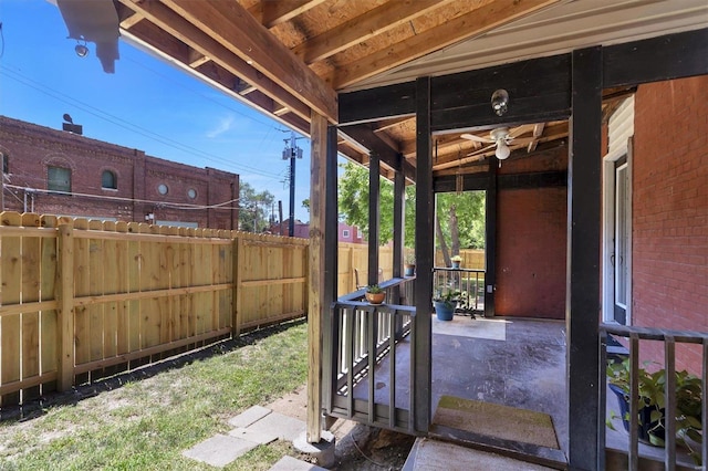 view of patio / terrace with ceiling fan