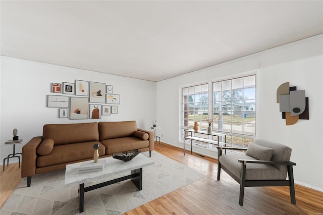 living room with light wood-type flooring