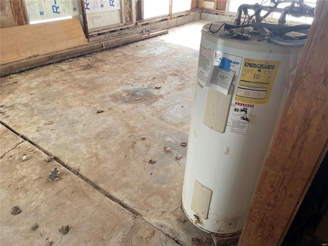 utility room with water heater