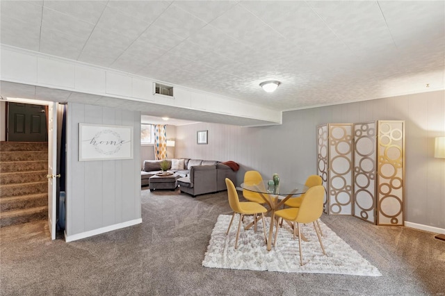 dining area with carpet floors