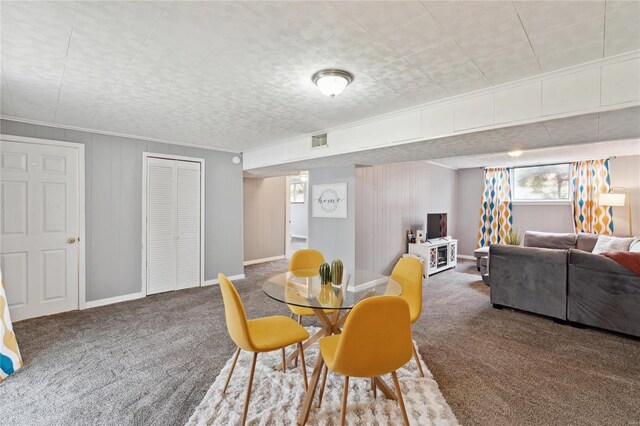 dining room with carpet floors