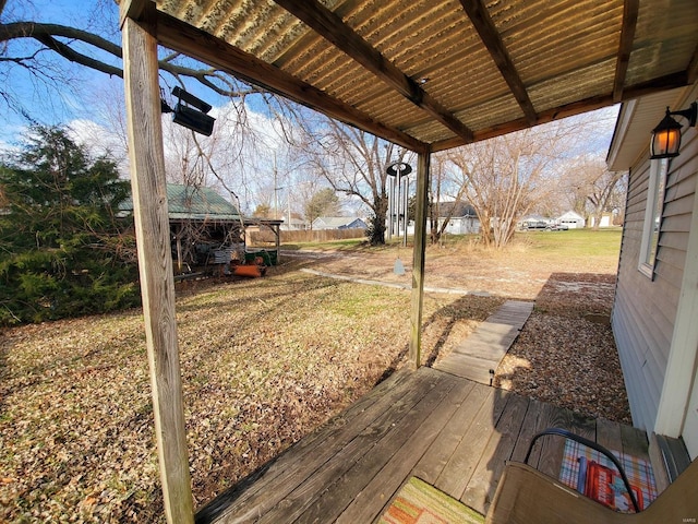 view of yard featuring a wooden deck