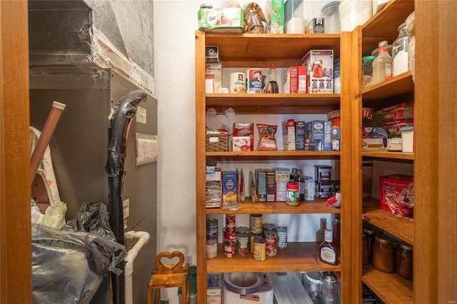 pantry with heating unit