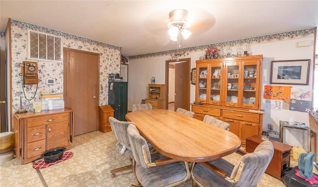 dining area with ceiling fan