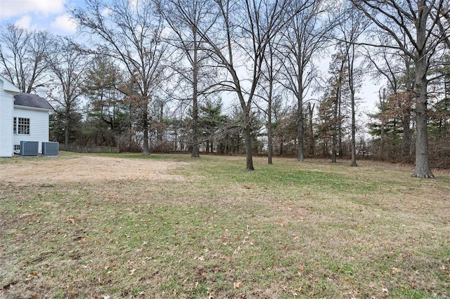 view of yard featuring central AC