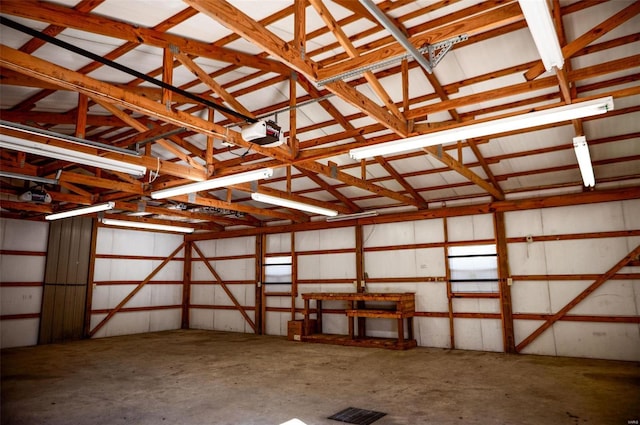 garage with a garage door opener