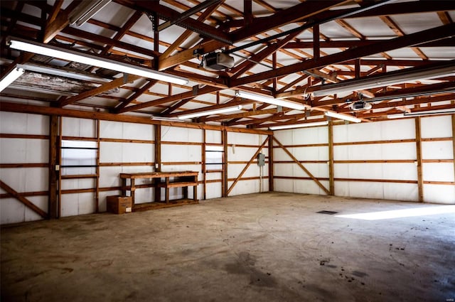 garage with a garage door opener