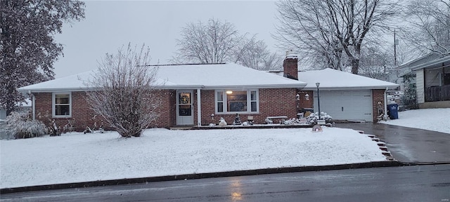 single story home with a garage