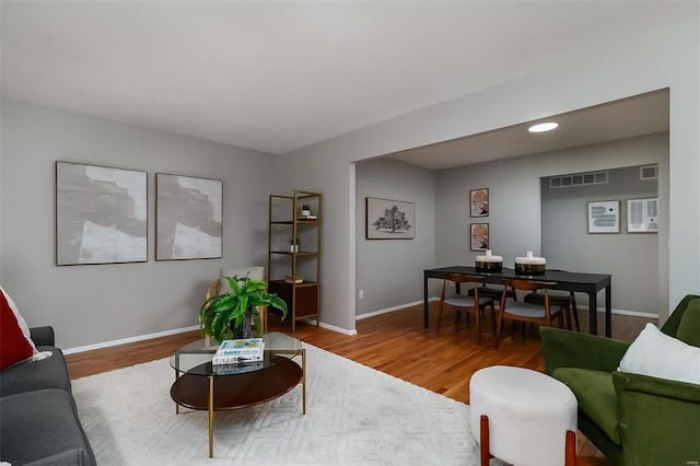 living room featuring wood-type flooring