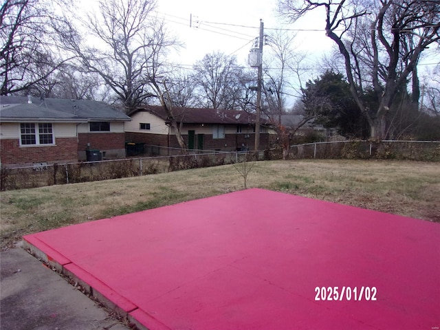 view of yard with a patio and fence