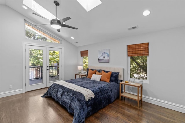 bedroom featuring visible vents, multiple windows, and access to outside