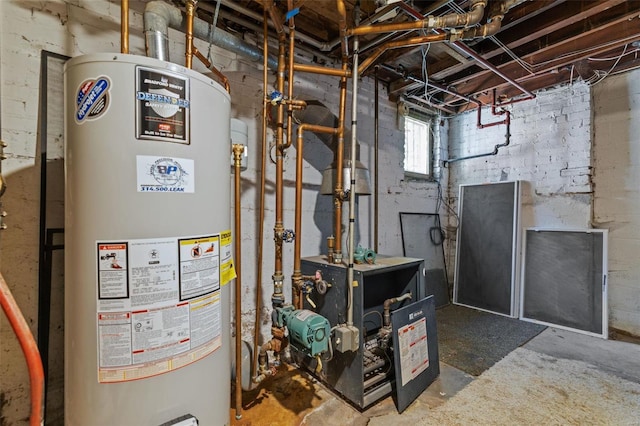 utilities with gas water heater and a heating unit