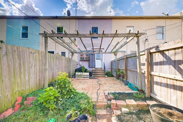 exterior space with a pergola