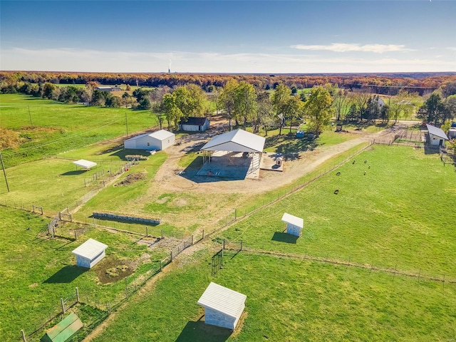 aerial view with a rural view