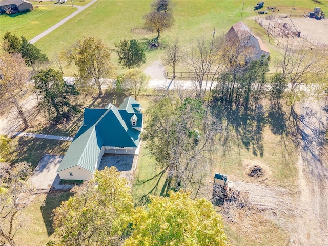 drone / aerial view with a rural view