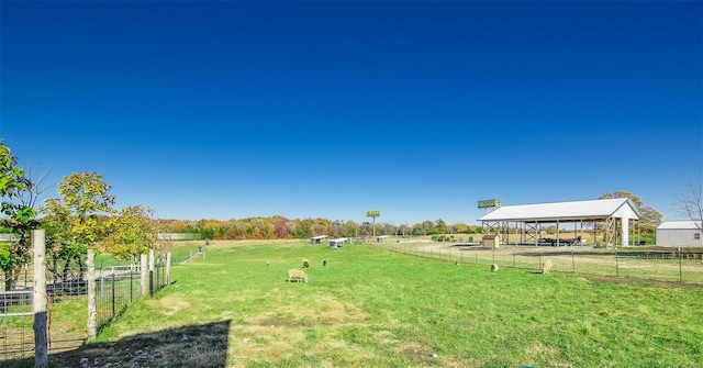 view of yard with a rural view