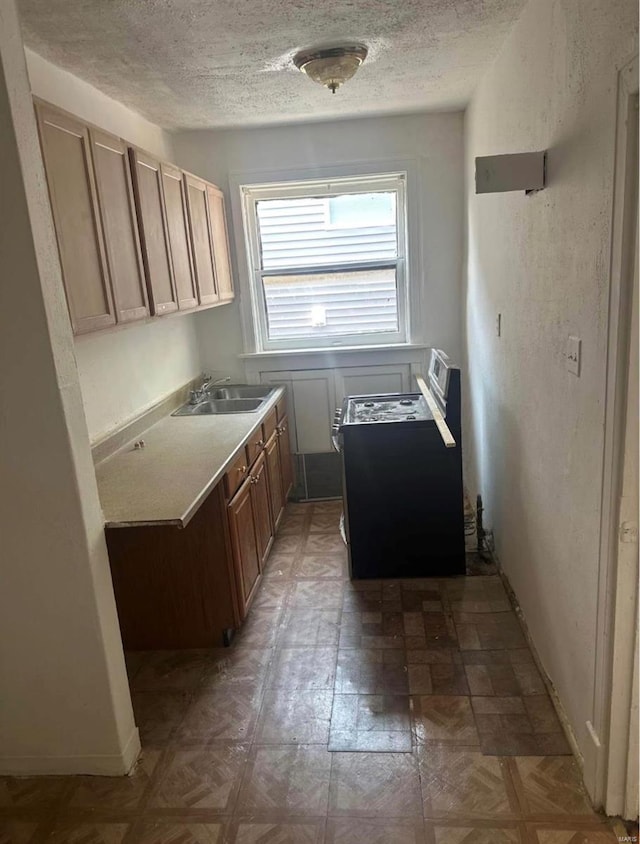 kitchen featuring electric range oven and sink