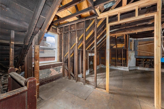 view of unfinished attic