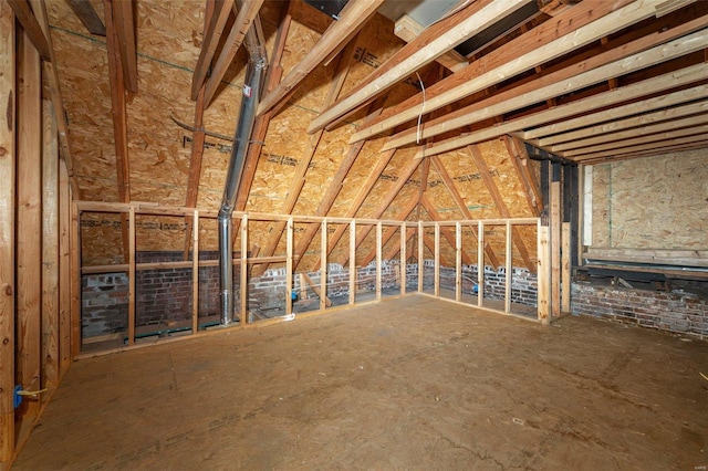 view of unfinished attic