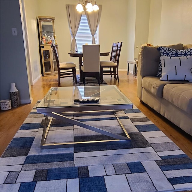 living room with wood-type flooring