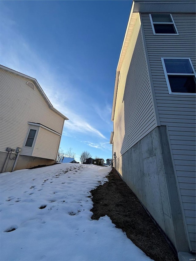 view of snowy exterior