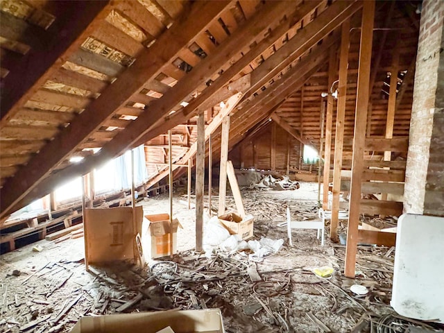 view of unfinished attic