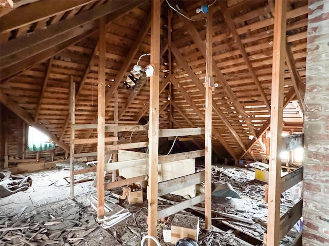 view of unfinished attic