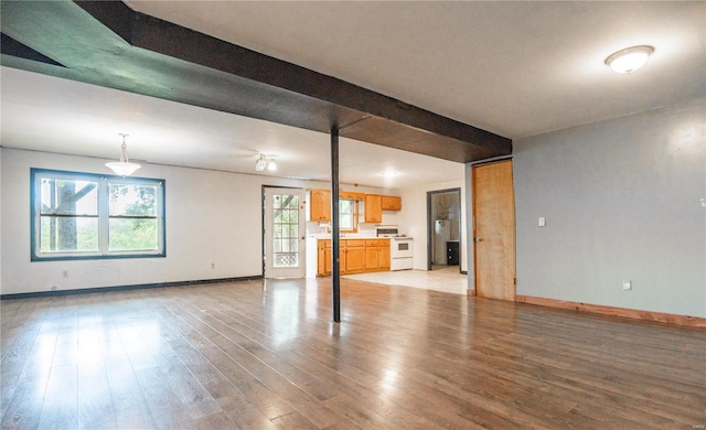 unfurnished living room with light hardwood / wood-style flooring