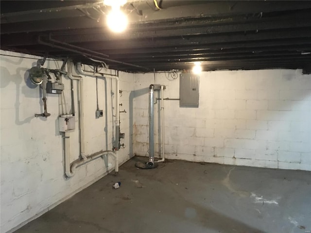 basement with electric panel