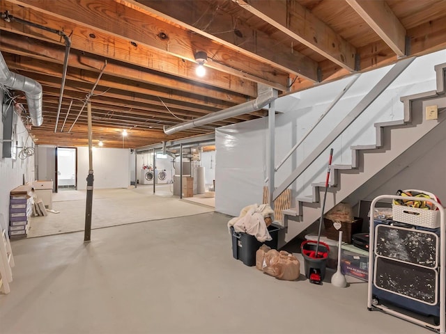 basement featuring washer and clothes dryer