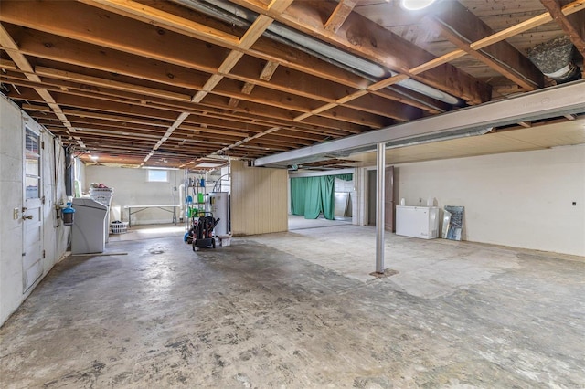 basement with water heater