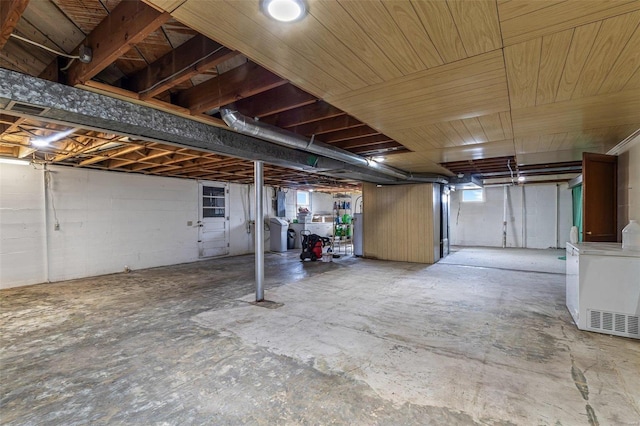 basement with fridge