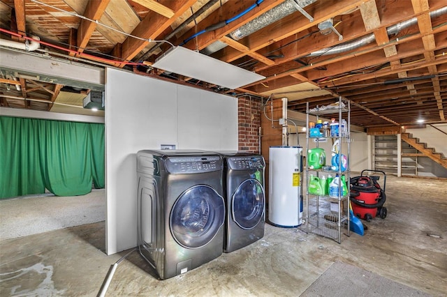 laundry room featuring independent washer and dryer and electric water heater