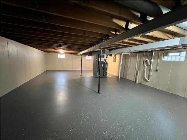 basement with heating unit