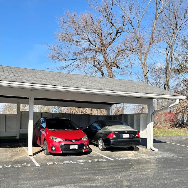 view of parking with a carport