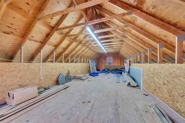 view of unfinished attic