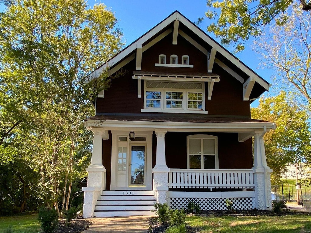 craftsman inspired home with covered porch